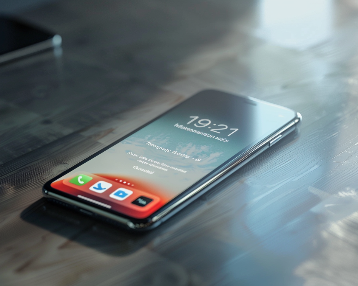 Image d'un téléphone affichant l'heure d'envoi d'un SMS