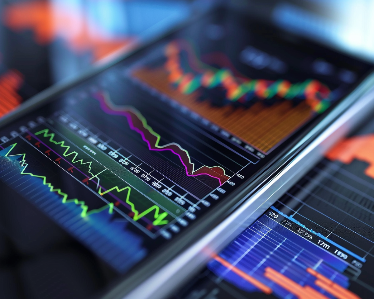 Image de graphiques financiers et SMS