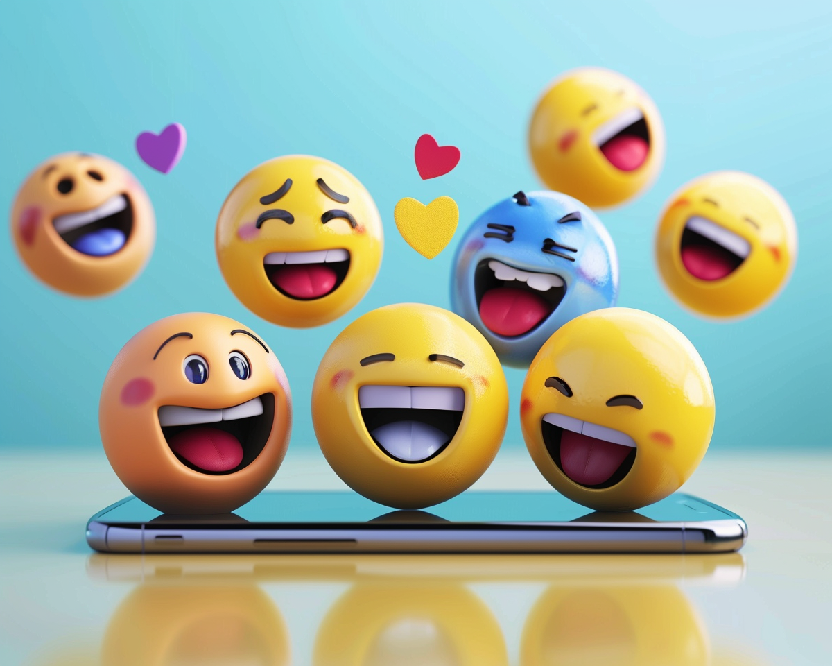 Photo ultra réaliste. Image d'un mobile avec des emojis