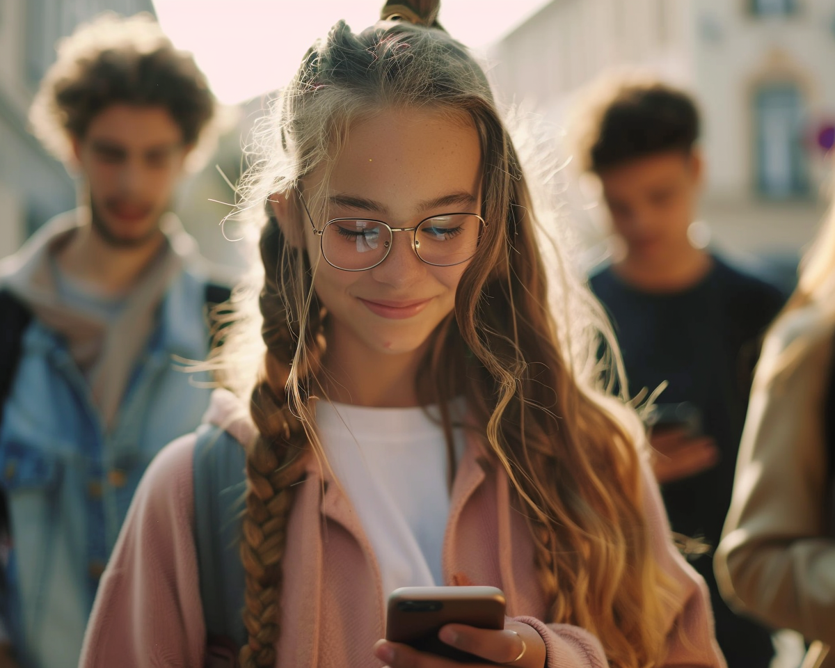 Image de jeunes utilisant des SMS pour communiquer